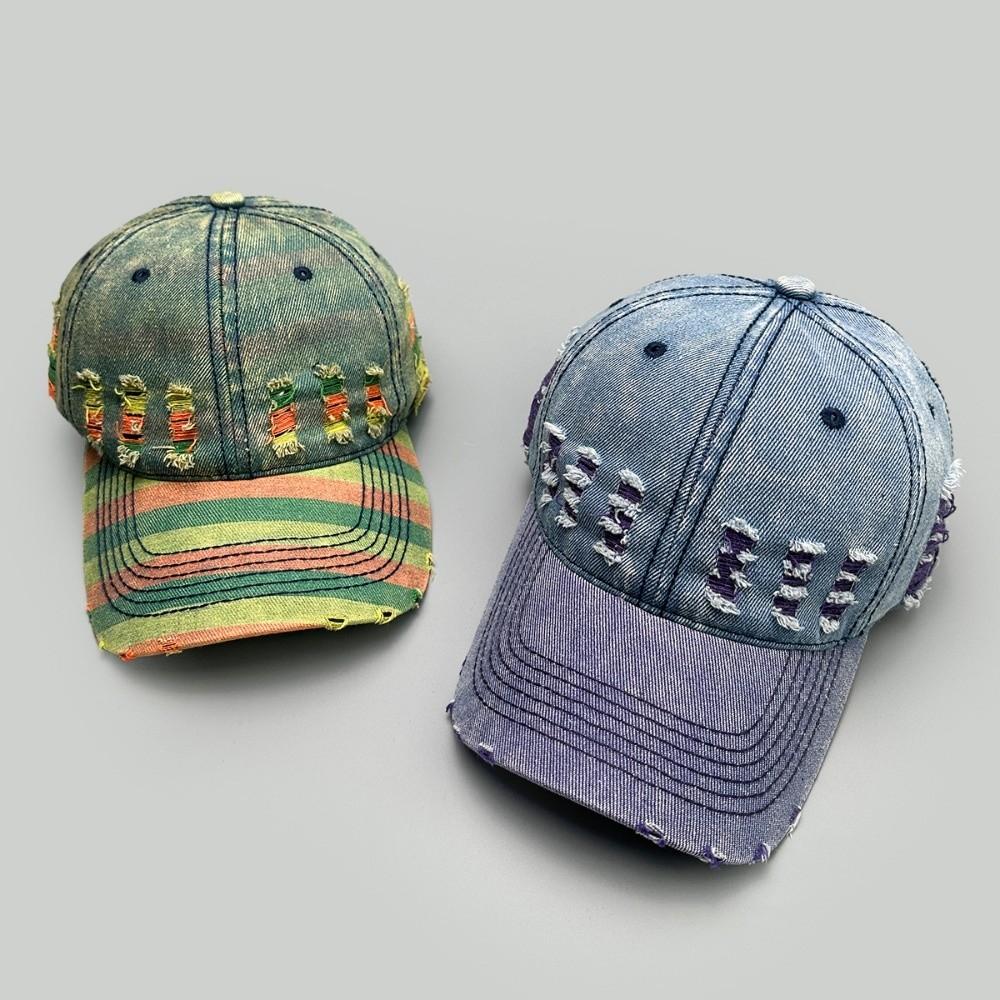 Sunscreen Unisex Retro Peaked Hat Sunshade Distressed Colorful Casquette  All Seasons