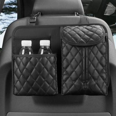Pu Leather Car Storage Bag Auto Interior Seat Back Organizer Multi-functional Tissue Holder Pocket