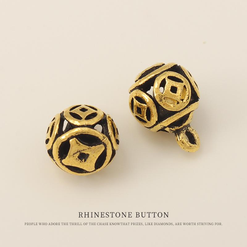 

5pcs Retro Metal Buttons Ancient Gold Xiangyun Cheongsam Tang Suit Hanfu Small Buttons Shirt Cardigan Sweater Buttons Ancient gold and copper coins 8mm