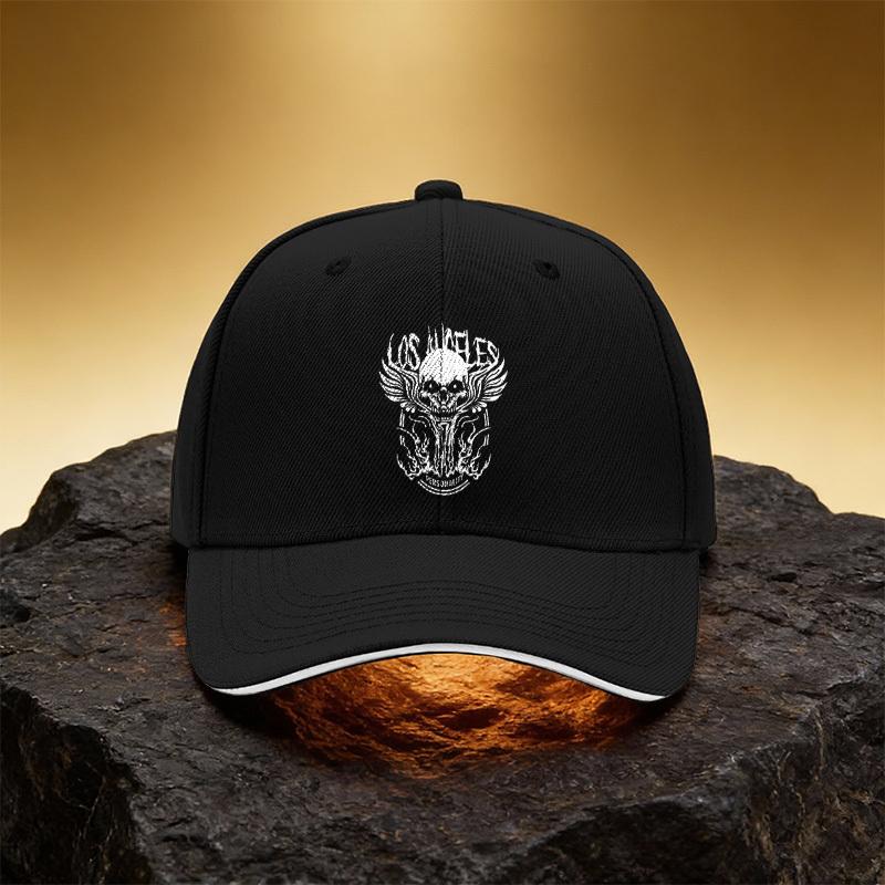 Los Angeles Skull Flame Wings Hat, Unisex Printed Baseball Cap Sandwich Duckbill Cap Sports Cap, Suitable for Daily Commute and