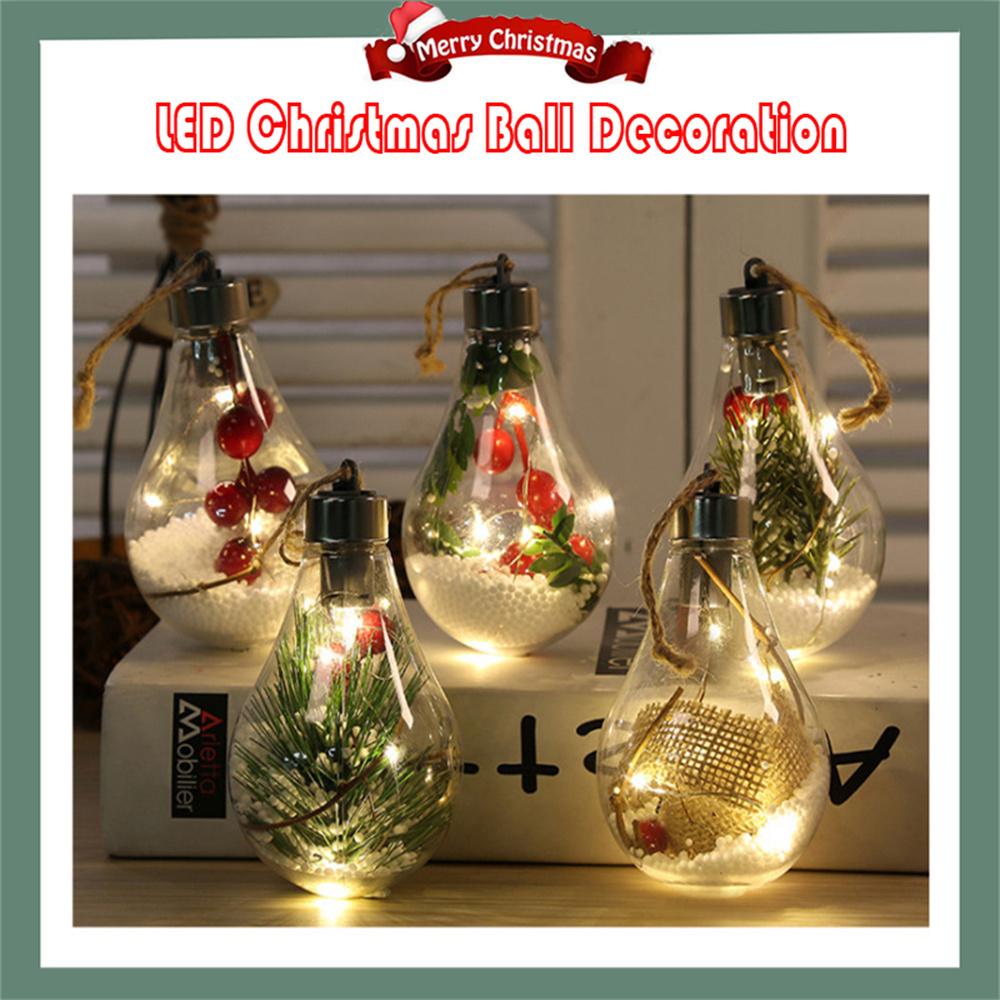 5Pcs Creative Light Lamp Bulbs Transparent Plastic Led Christmas Ball Decoration