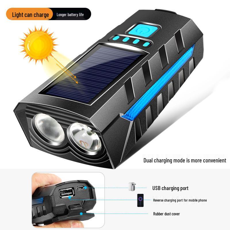 Multifunctional USB Rechargeable Solar Bicycle Headlight & Speaker