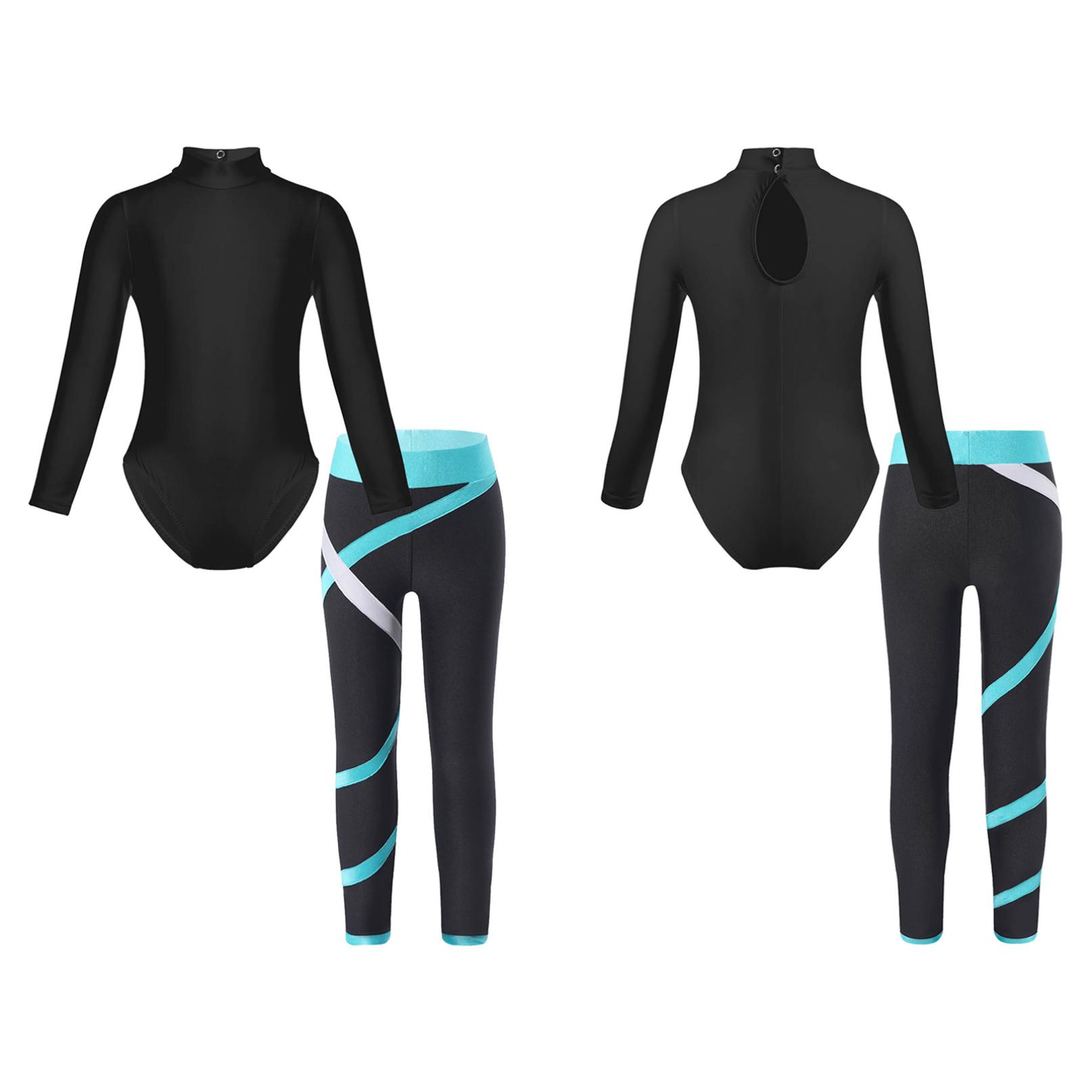 

Двохкомпонентний спортивний танцювальний костюм для дівчат з довгим рукавом, гімнастичне купальник і брюки зелений