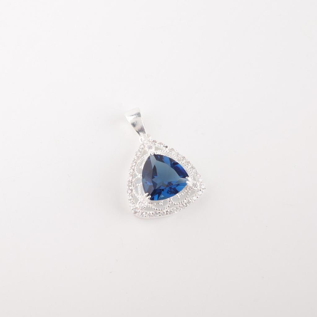 Piatră prețioasă Topaz Albastru Londra Natural Argint Masiv 925 Bijuterii Pandantiv Zirconiu 0.99" CZP-8-10
