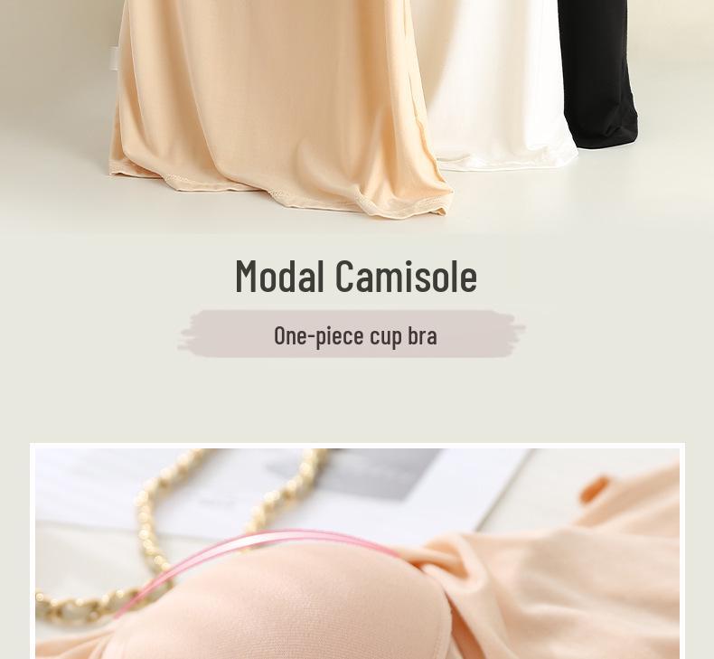 Women's Modal Spaghetti Strap Tank Top with Built-in Bra Pads - Plus Size Sports Bra Underwear