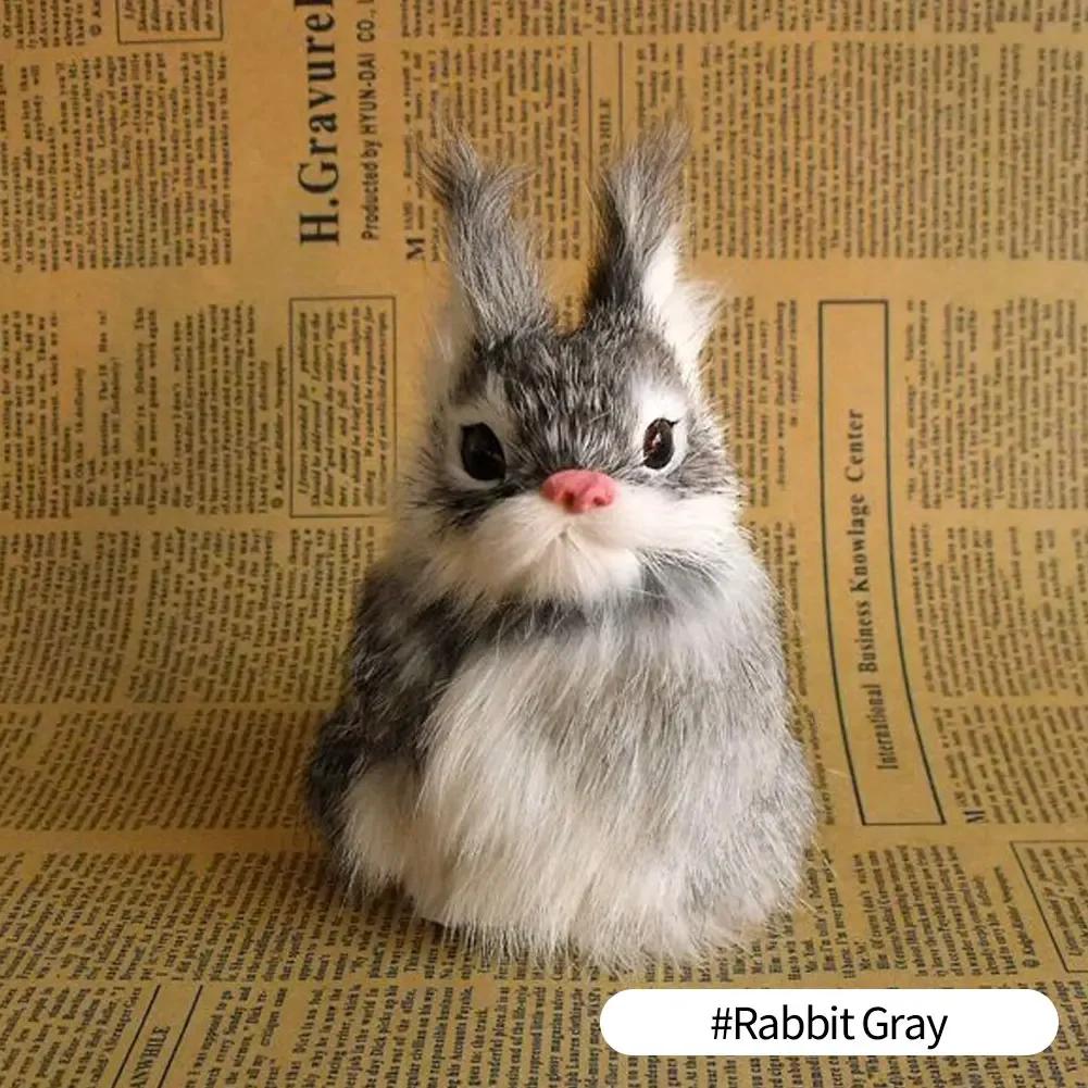 1pcs Mini Simulated Rabbit Animal Model Rabbit Household Decorations Rabbit Fur Crafts Gifts Living Room Decoration