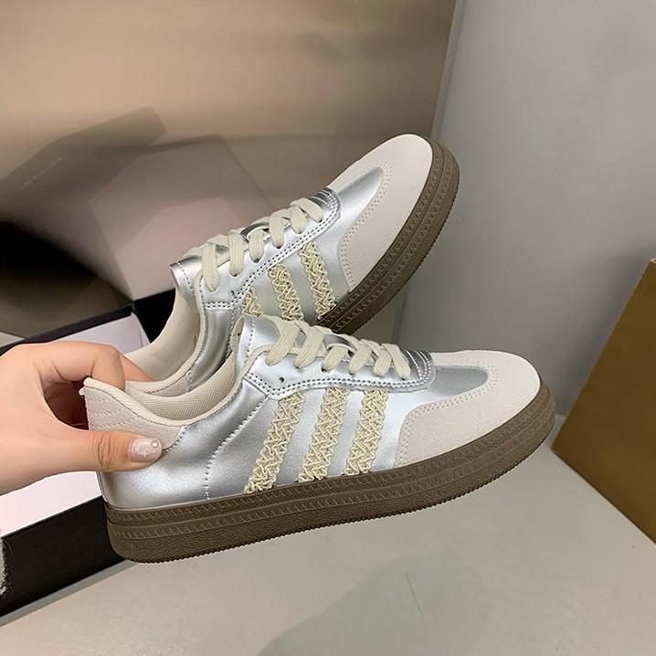 Silver round head German training shoes women's autumn new retro Forrest Gump shoes soft sole light sports and leisure shoes