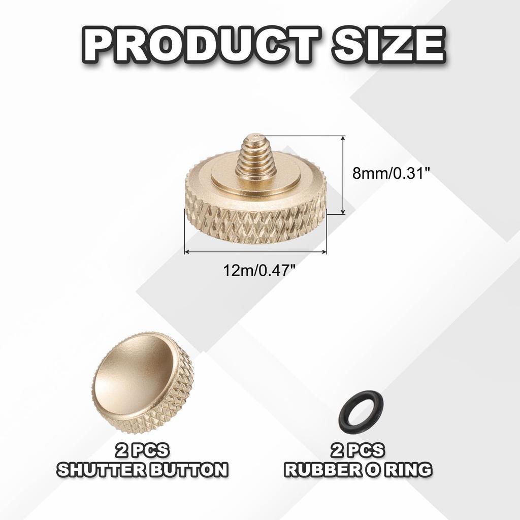 PATIKIL Camera Shutter Release 12mm Concave Shutter Release Pure Copper Camera Button for Leica Cushion Gold Button, 2-Piece Button, Nikon, Fujifilm,