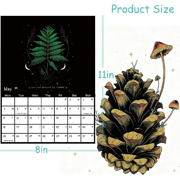 2026 Calendar Dark Forest, at a Glance Paper Wall Calendar 12 Month, Family, Office and School Hanging Calendar, 11.41" x 8.26"