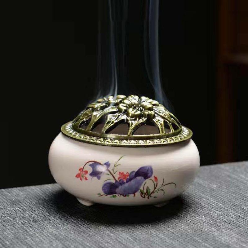 1pc New Fashion Lucky Home Decoration For Incense Black Glaze Disc Censer Ceramic Incenses Burner Seat Indoor Household