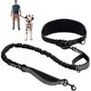Tuff Pupper Heavy Duty Hands Free Dog Leash | One Large Dog Up To 125 Lbs | Comfortable Shock Absorbing Bungee | Reflective Padded Handles | Lumbar