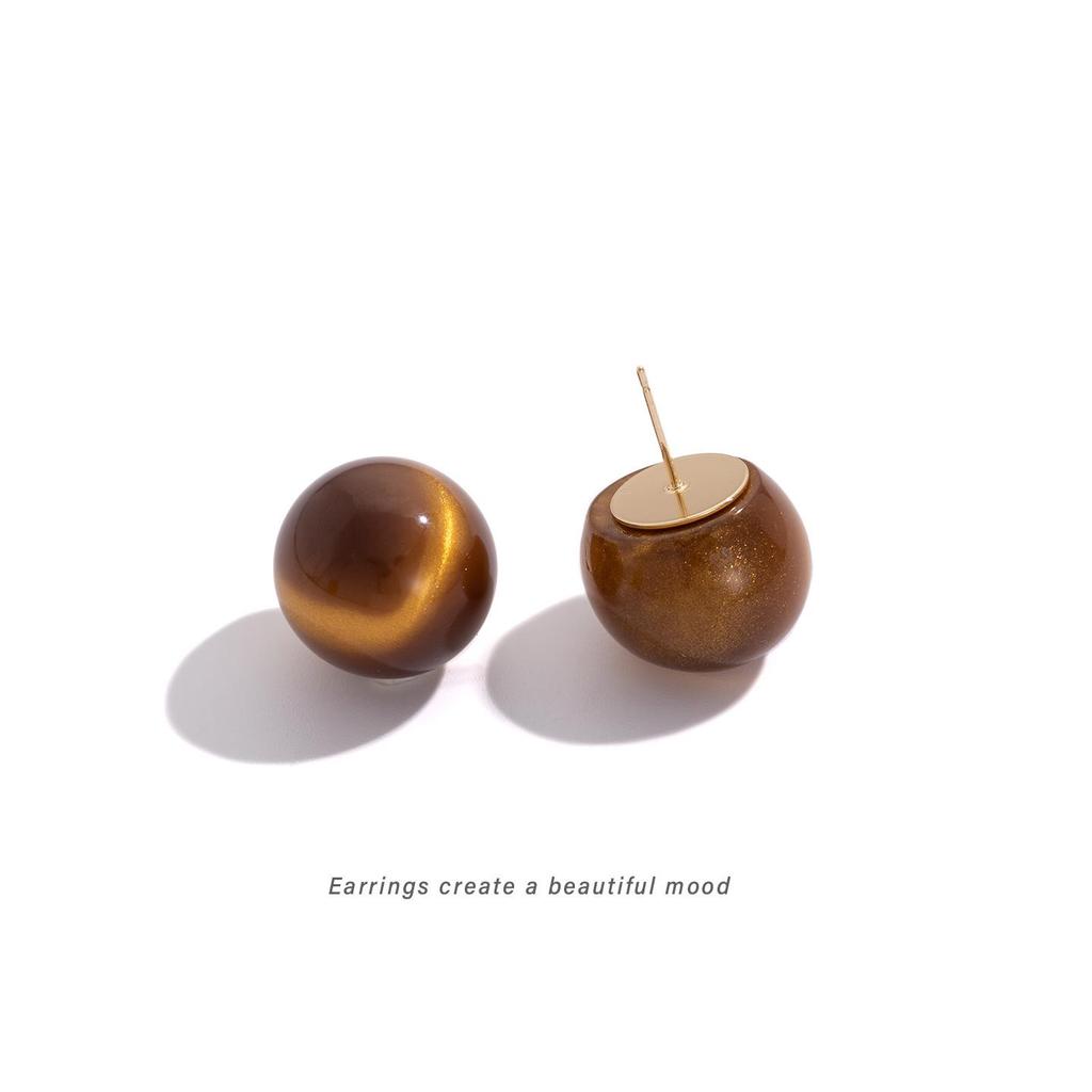 French Retro Tiger Eye Stud Earrings - Elegant Luxury Design for Women