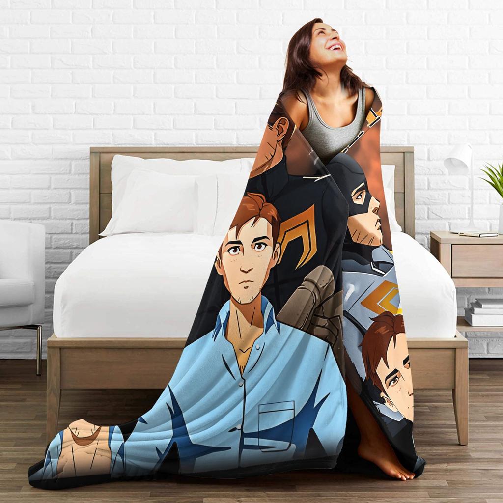 Dispatch Game Mecha Man Flannel Blanket Spring Super Warm Bedding Throws for Living Room Funny Bedspread Sofa Bed Cover