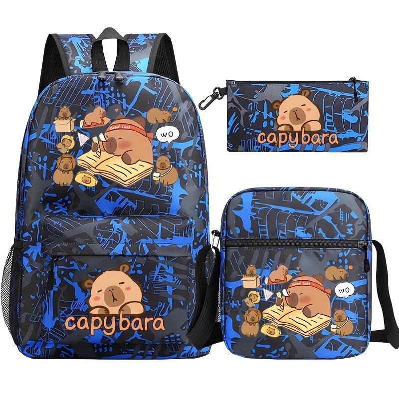 Cute animal kapibara print fashion children's backpack school bag set