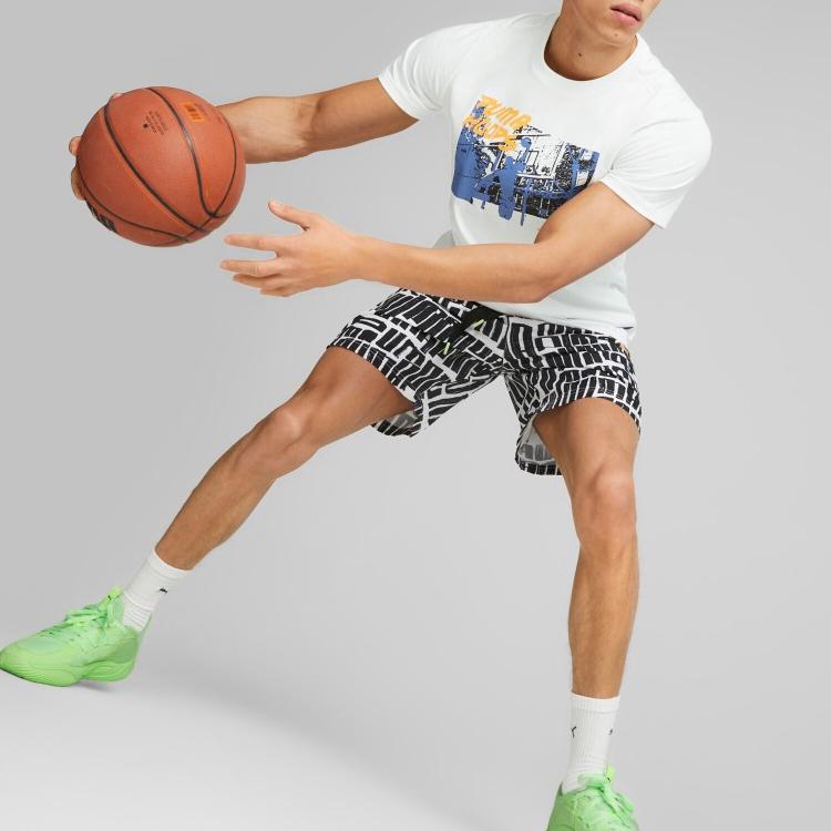 Puma Printed Crew Neck Short Sleeve T-Shirt Men Tops White 539497-01
