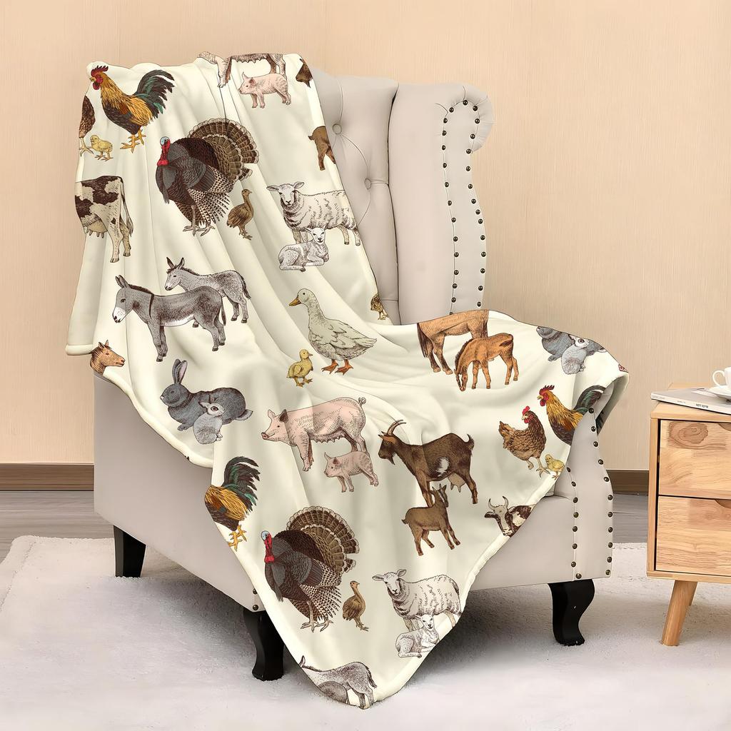 Cartoon animal patterns digital-printed polyester Bedroom velvet flannel soft sofa cover blanket Fleece cover blankets for beds