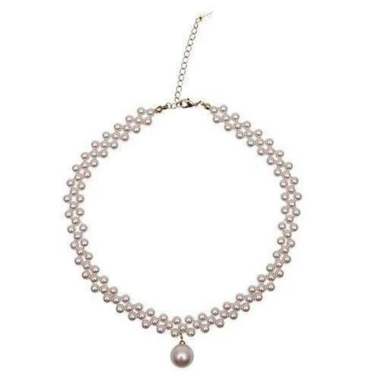 

CAROMAY Hepburn-Style Clavicle Choker Necklace with Four-Bead Pendant Four-Bead Circle