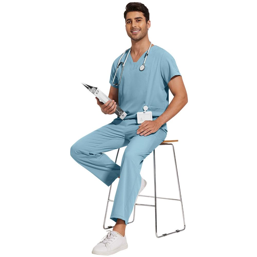 Herren Einfarbig Schnelltrocknend Dünn Lässig und Bequem Kurzärmelige Hose Waschen Kleidung Anzug Arbeitsuniform Mattierter Anzug