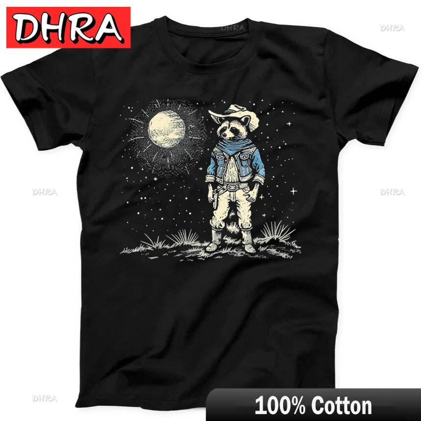 Raccoon Cowboy Western Gun Best Seller Funny Gift Black T Shirt Unique Aesthetic Urban Clothing Tshirt for Weekend Style TShirt 4XL