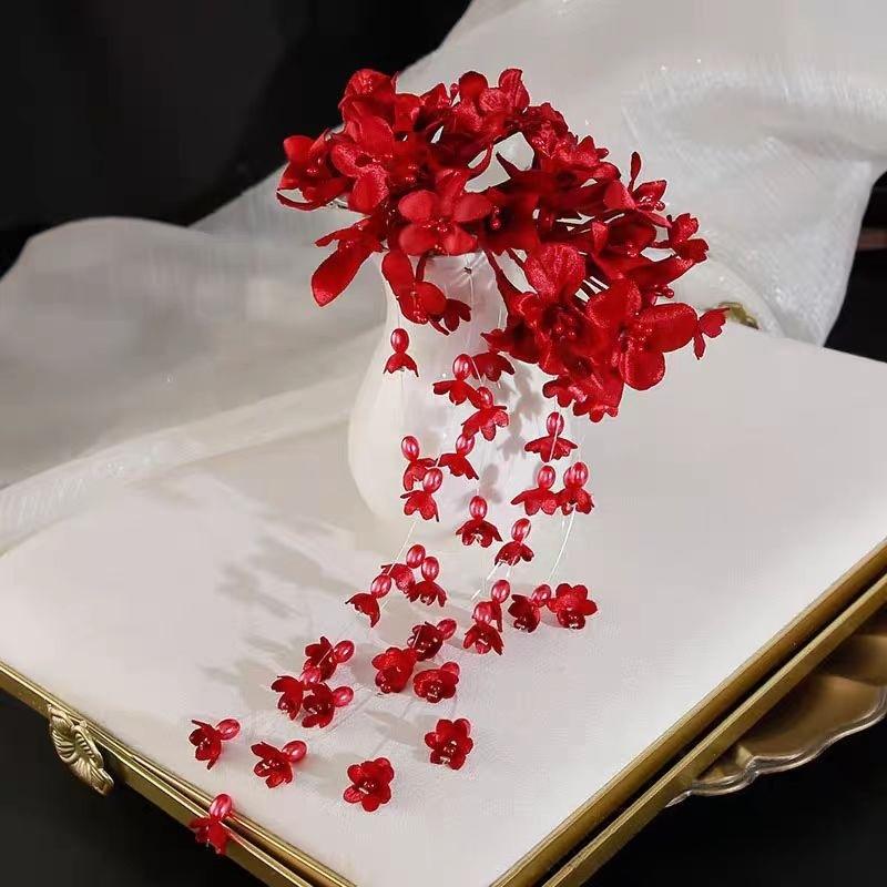 

Super Fairy Lily Flower Tassel Hair Clip New Chinese Style Accessory красный