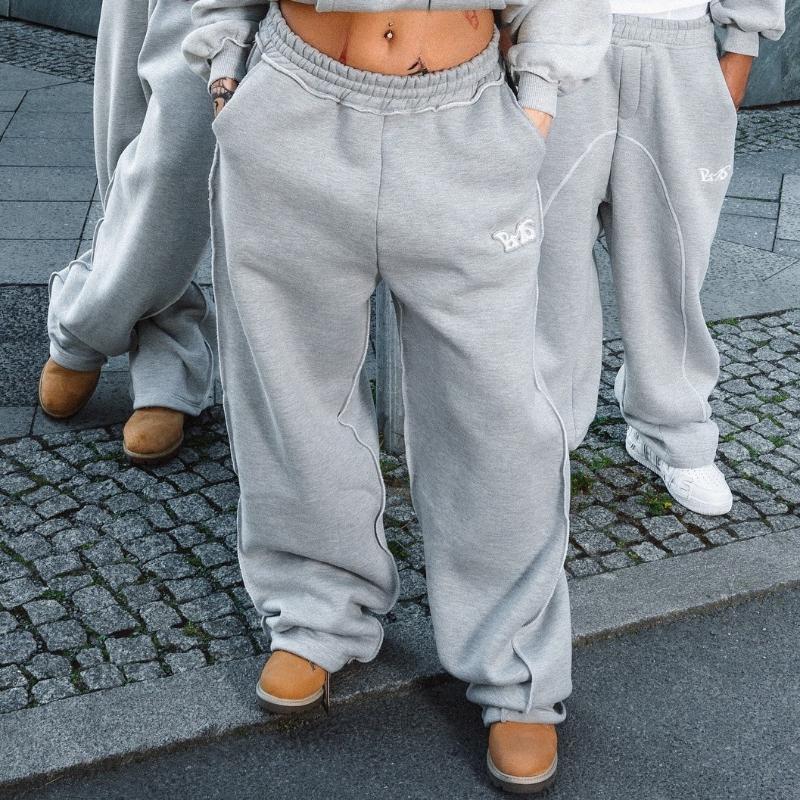 European and American Street Trend Retro Simple Embroidered Pattern Pants