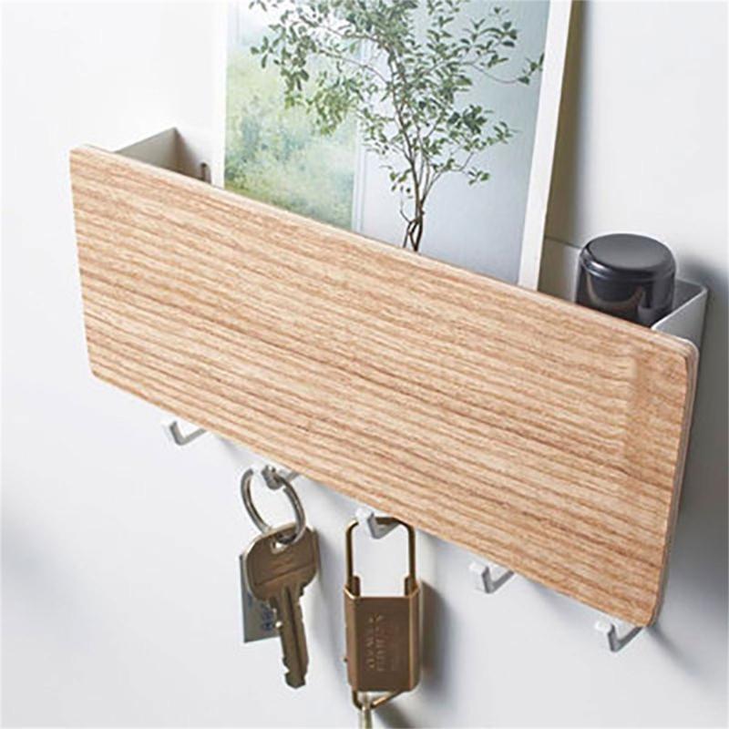 Stylish Entryway Mail and Key Holder with Double Rack and Hooks for Home Organizing Coats and Dog Leashes Daily Use