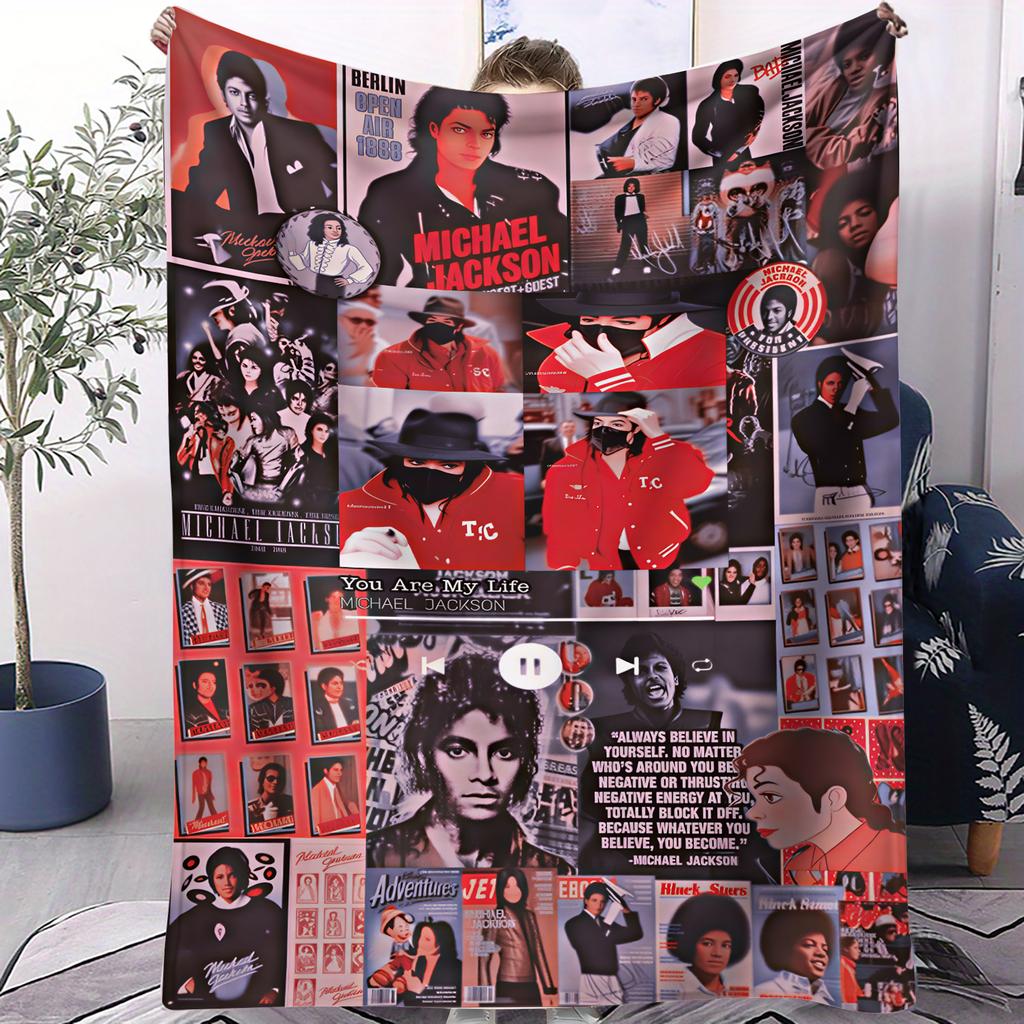 MJ Król Popu Michael Jackson Super Miękki Wysoki Koc Sofa Biuro Podróż Drzemka Komfort Rekreacja Kemping Koc Podróżny Prezent Urodzinowy