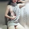 Sexy women's solid color erotic underwear turtleneck sweater strap neck backless jumpsuit