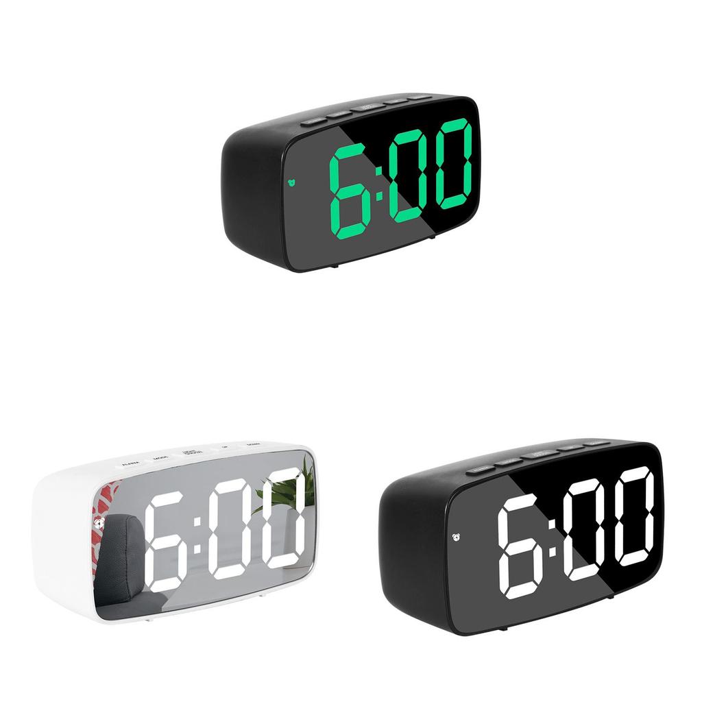 Modern Minimalist Mirror Clock With Lcd Display And Night Light For Bedroom Decor