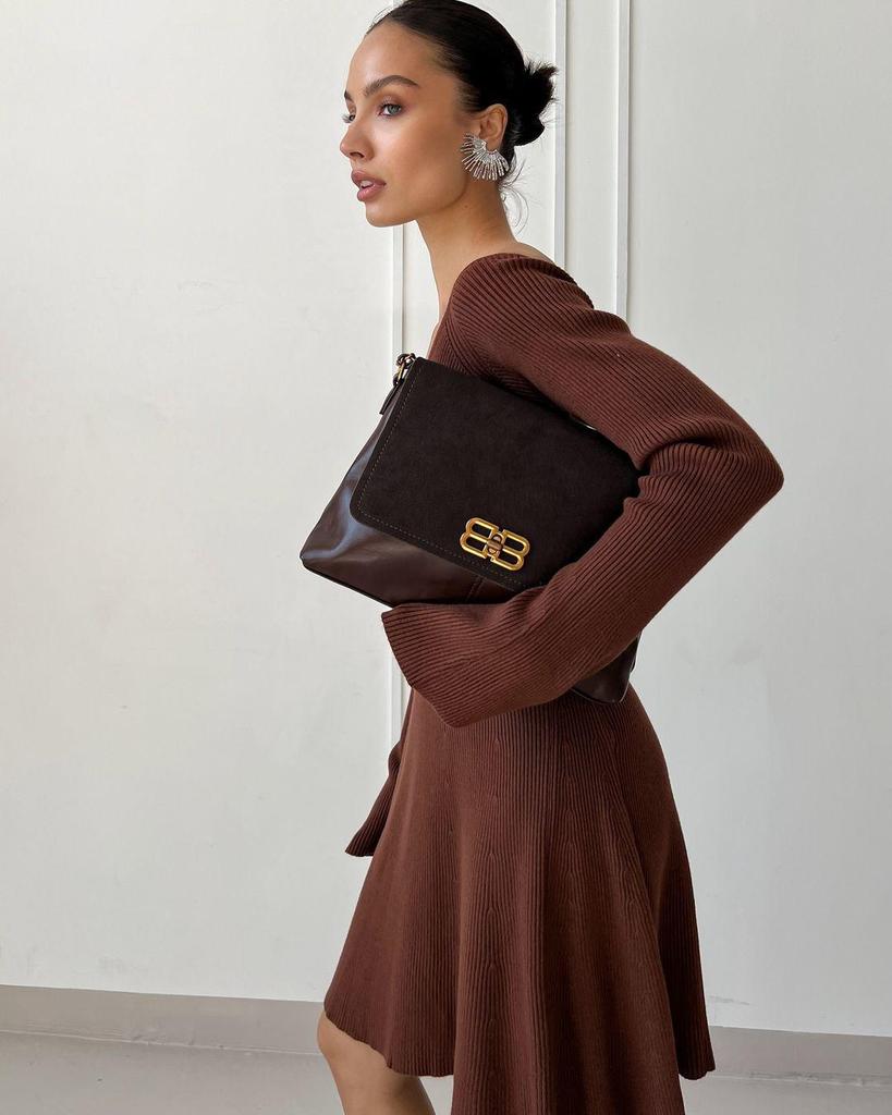 Off-Shoulder Long Sleeve Sweater Dress - Sexy Knit A-Line Short Skirt for Fall/Winter