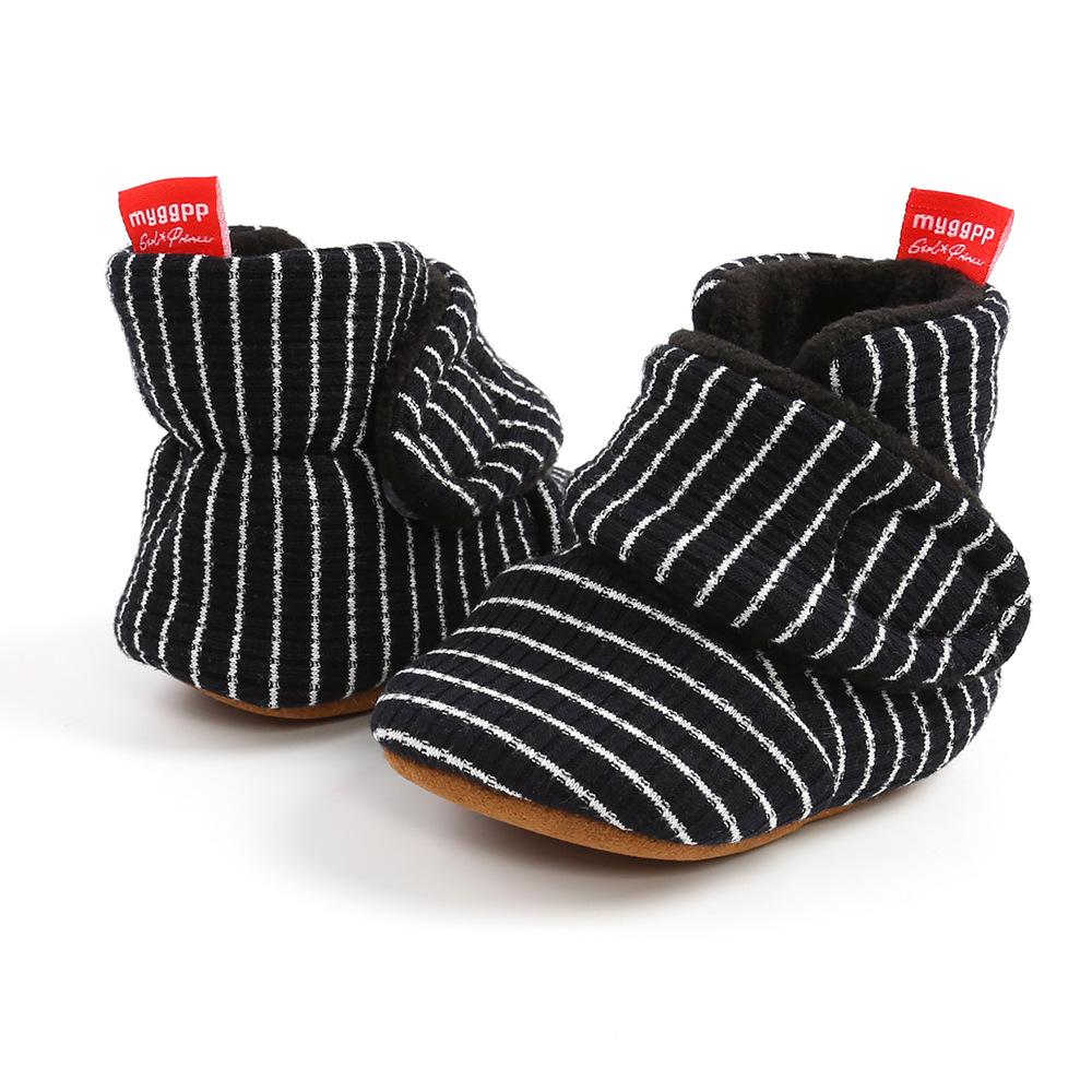 MYGGPP Autumn and Winter Striped Cotton Shoes Cotton Boots Baby Shoes Warm Shoes Baby Shoes Toddler Shoes