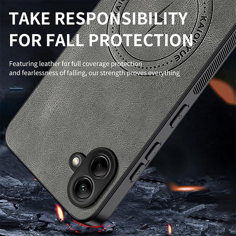 For Samsung A06 4G 5G Fashion Lightning Leather Silicone Case For Samsung Galaxy A06 Magnetic Wireless Charge Shockproof Cover