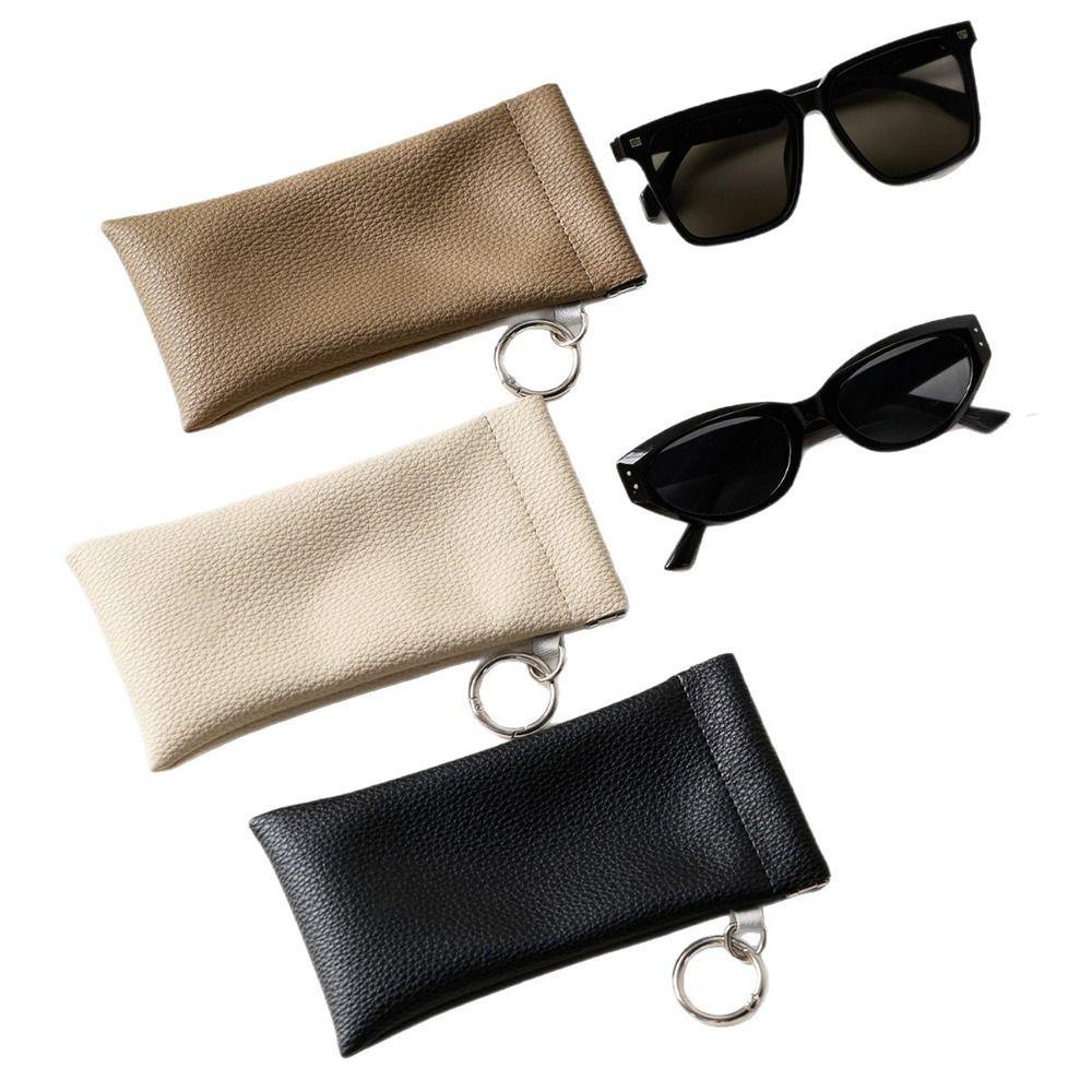 Automatic Closure Eyeglass Storage Bag PU Leather Eyewear Pouch Sunglasses Case  Travel Use