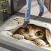 1Pcs  Cute Cat Design Pattern Floor Mat Modern Kitchen Polyester Rug Non-Slip Colorful Indoor Carpet, For Home Bathroom Bedroom Living Room Decor