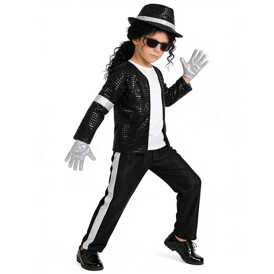 Michael Jackson Cosplay Costume Halloween Cosplay Birthday Party Dance Performance Costume Pop Star Boys Girls Outfits