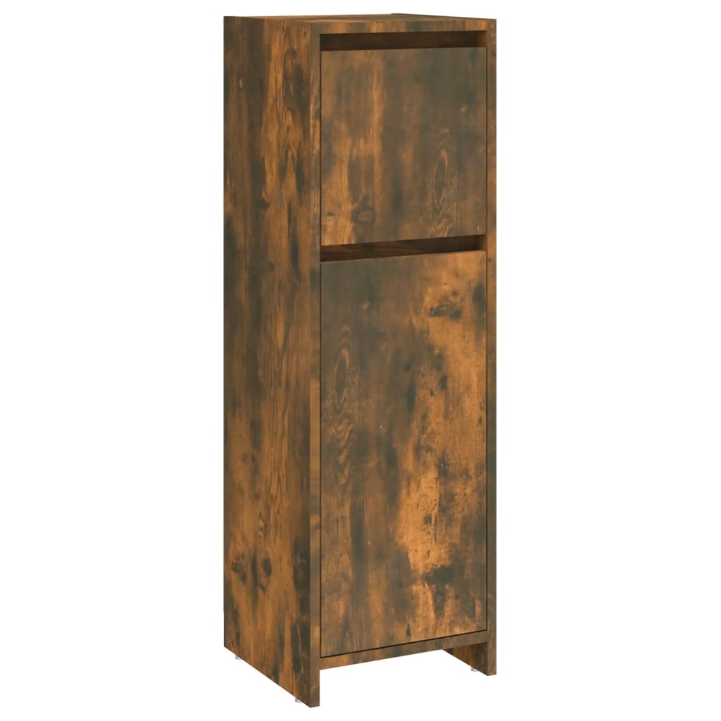 Bathroom Cabinet Smoked Oak Finish 30 X 30 X 95 Cm Engineered Wood