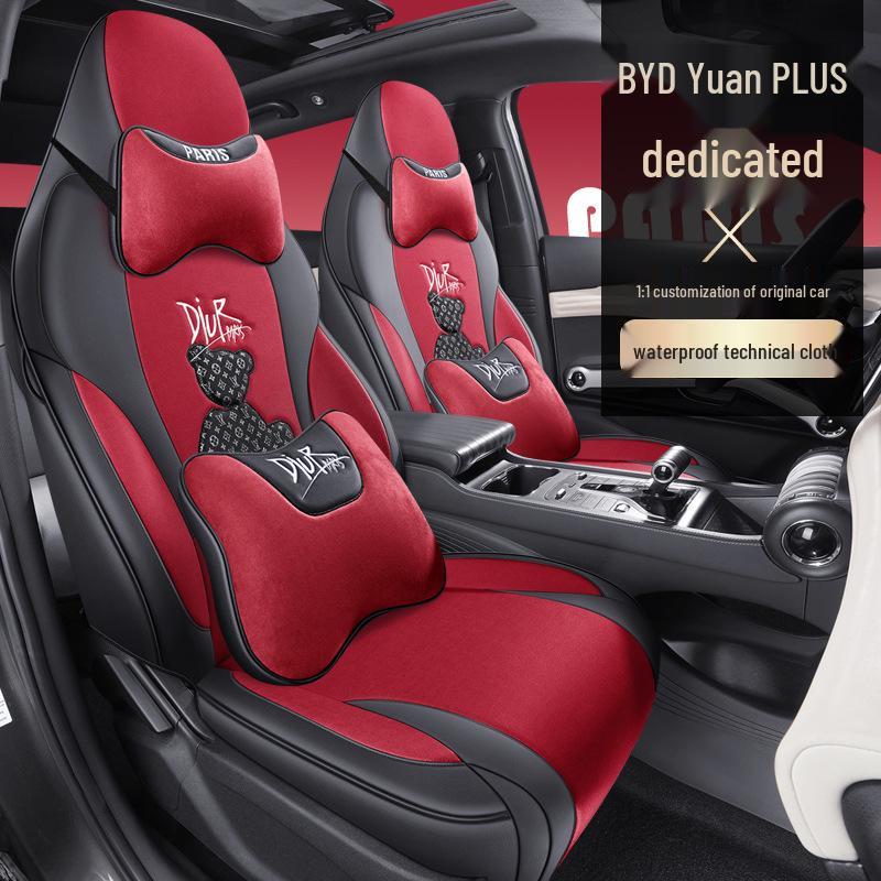 BYD Yuan Plus Universal Cartoon Car Seat Cushion - Full Coverage, All-Season Technology Cloth