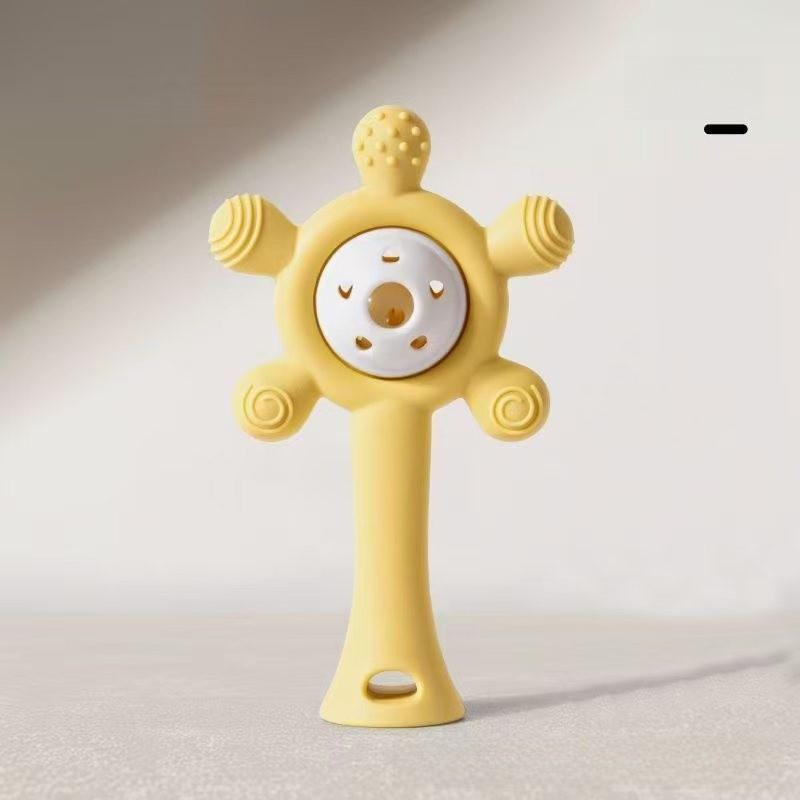 Baby Silicone Teething Toy With Hand Rattle For Soothing And Chewing Fun