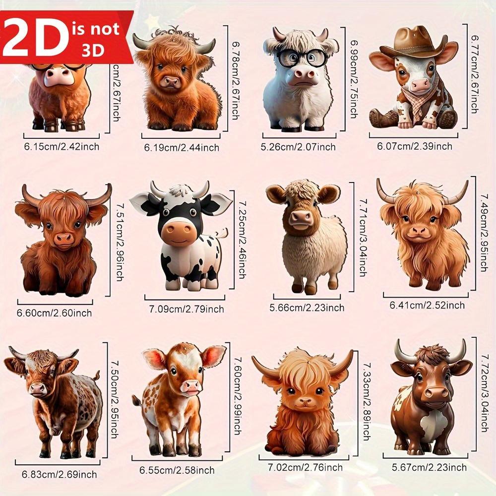 

2D Christmas tree cow ornaments for cars and backpacks. Perfect holiday decorations. United States