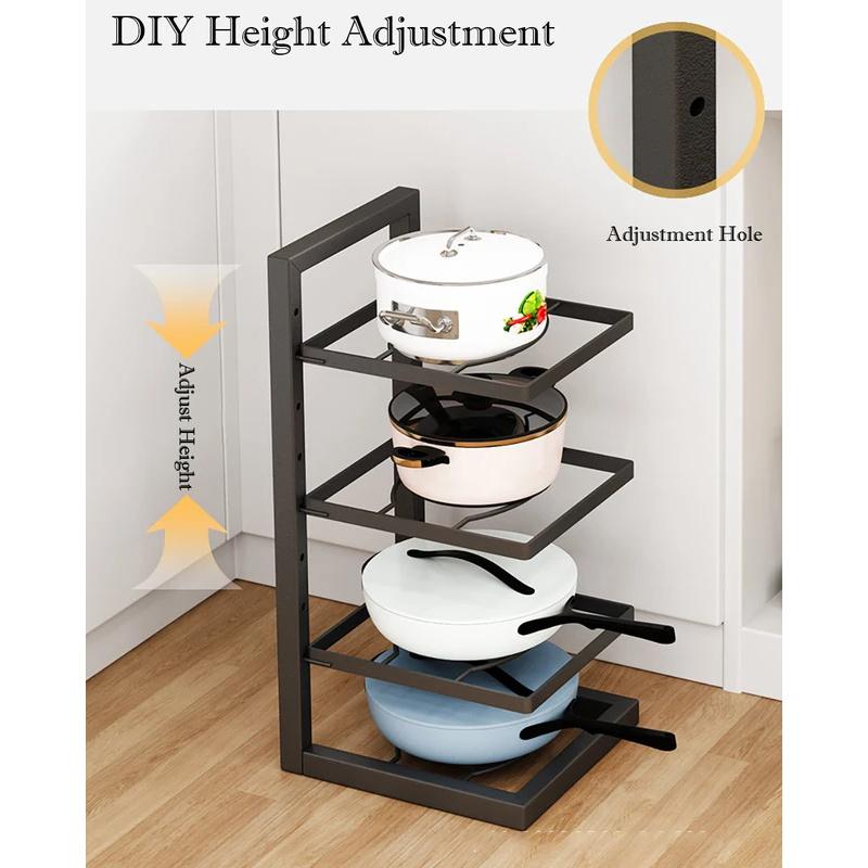 Kitchen Shelf Space-saving Kitchenware Storage Rack Adjustable Pot Rack 2-4 Tiers Under Sink/Corner Applicable