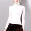 New  Autumn Winter Velvet Mesh High Collar Long Sleeve Tops Women Solid Color Stretch Tight Fit Inner Shirts