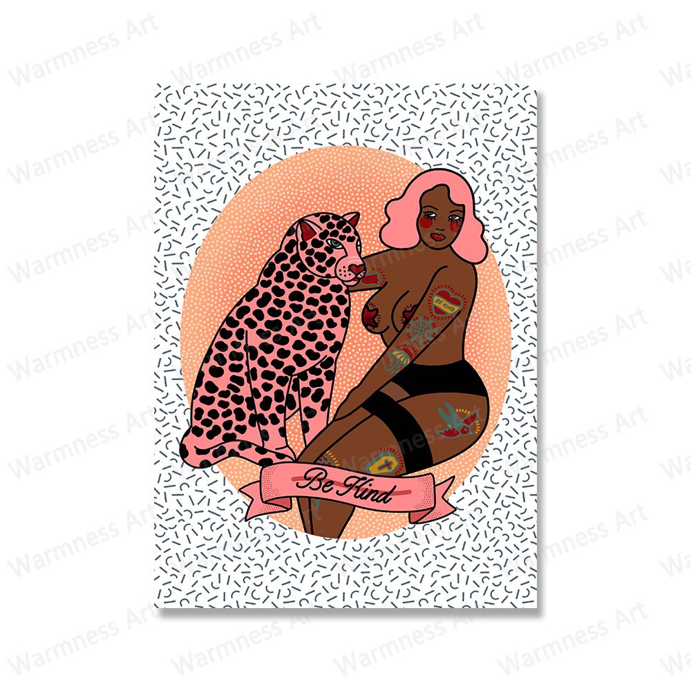 Abstract Leopard Pink Sexy Girl Bodies Wall Art Canvas Painting Nordic Posters Prints Pictures for Living Room Home Decoration