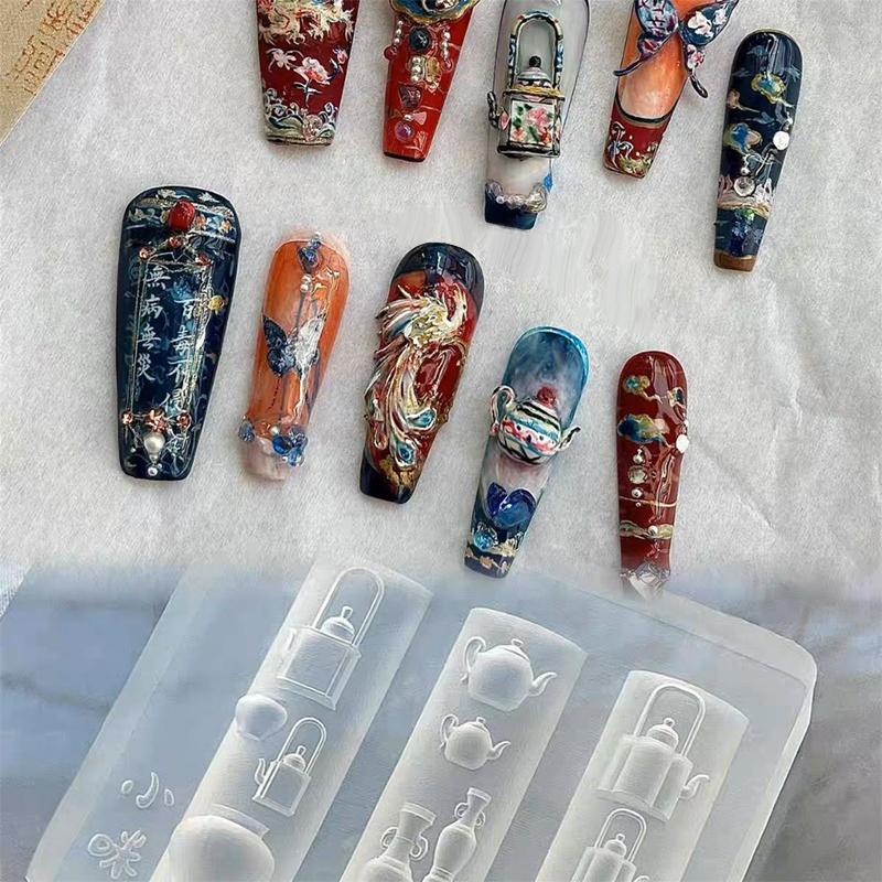DIY Silikon Nagelform 3D Neunschwänziger Fuchs Dreidimensionale Nail Art Dekorationen Kreative Nagelform Klare Nagelwerkzeuge