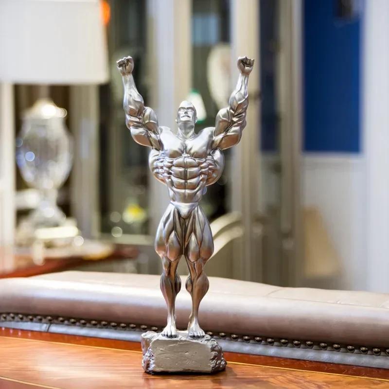 Fitness Muscle Man Sets Up Bodybuilding Sports Competition Trophies Boxing Figures Statues Sculptures Gym Decorations Gift