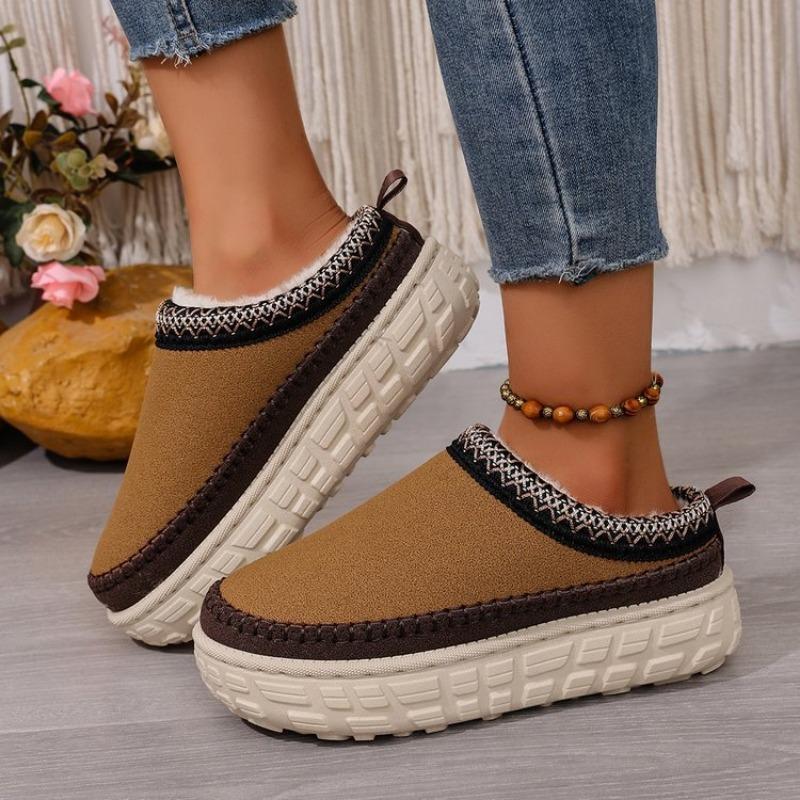 Large Size Thick-soled Slippers for Women's Autumn and Winter New Velvet Thickened Warm One-pedal Cotton Slippers for Women