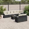 VidaXL Garden Lounge Set 9 Pcs with Cushions Black Braided Resin 3219216