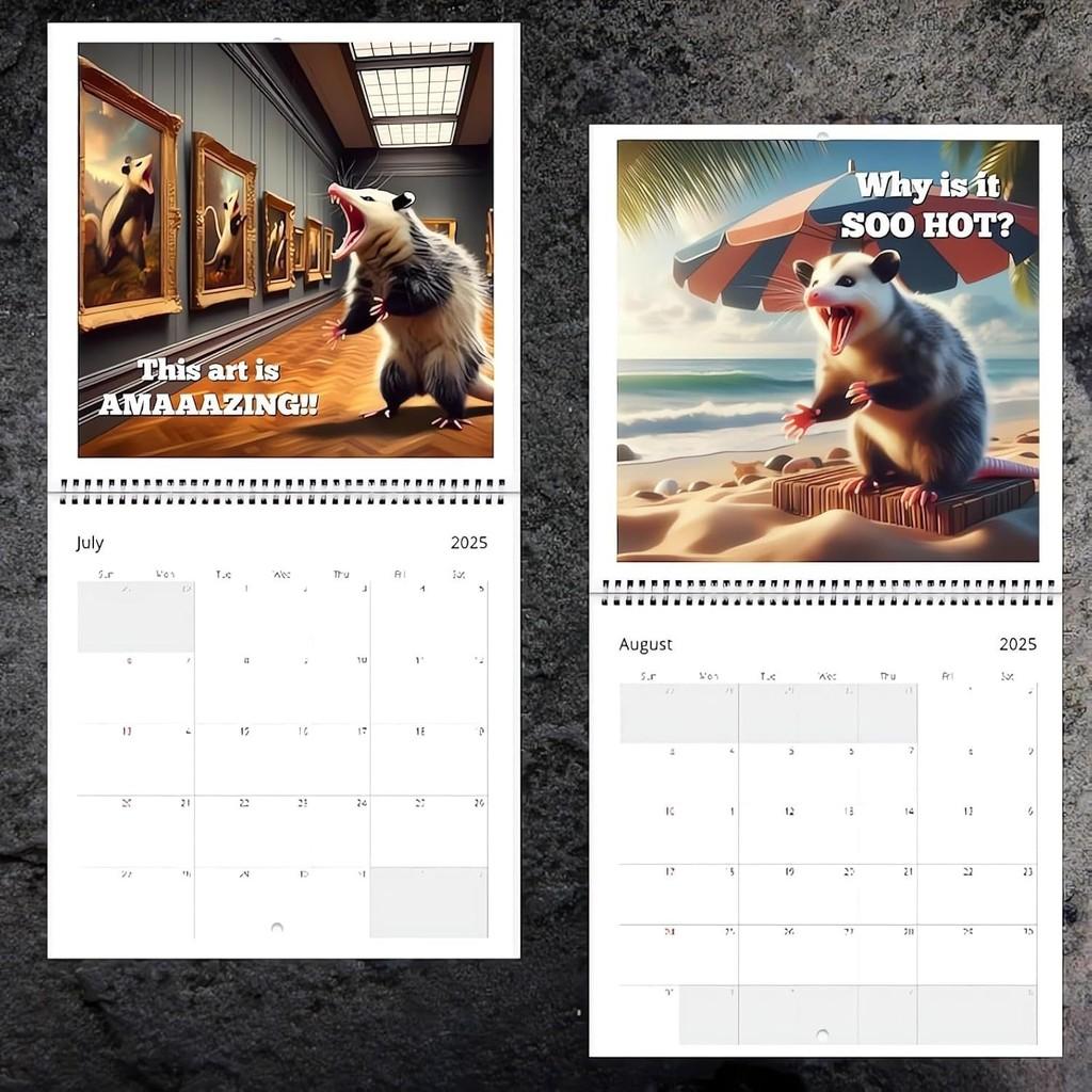 2025 Screaming Possum Calendar Featuring Adorable Artwork For Unique Home Decor Gifts
