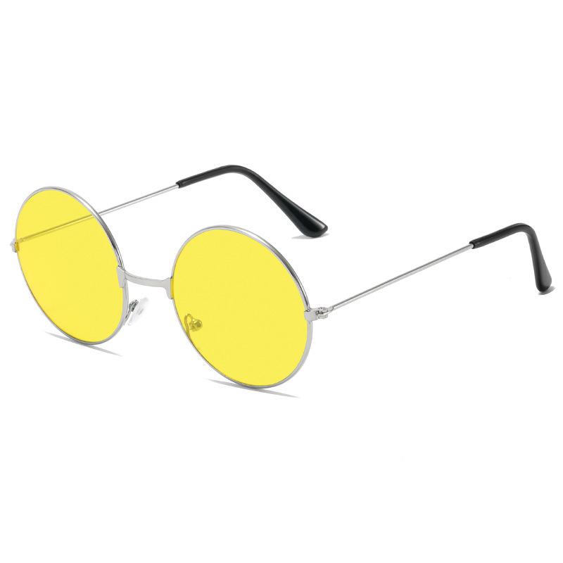 New Round Sunglasses Fashion Disco Hippie Women Men Circle Glasses Sun Glasses Metal Frame Eyewear Accessories Uv400 2024