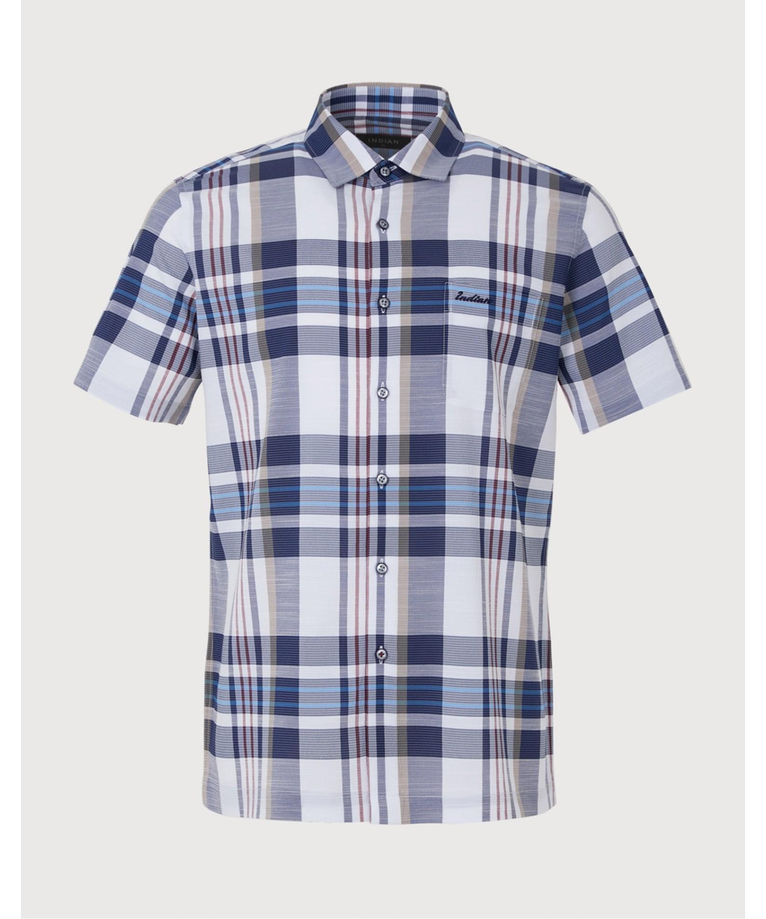 Indian Seer Big Check Short Sleeve_Mitns3M3431 Color: White(01)/105