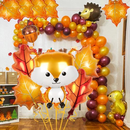 Fall Thanksgiving Balloons Pumpkin Maple Leaf Foil Balloons Autumn Balloons for Thanksgiving Baby Shower Birthday Party Decorations